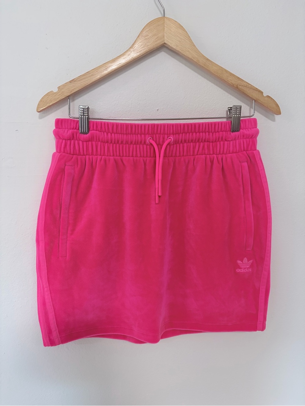 Rare Adidas x Jeremy Scott Pink Velvet Drawstring Mini Skirt M